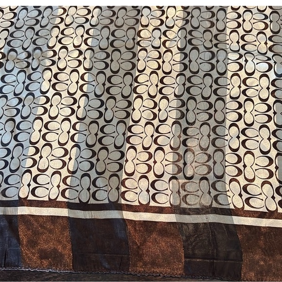 Coach Brown and Cream Signature Print Silk Scarf - Picture 4 of 6